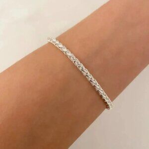 925 Sterling Silver Dainty Twist Chain Bracelet Stackable Chain Bracelet